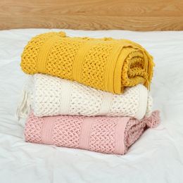 Couvertures canapé de Style nordique couverture tricotée Super douce pour couvre-lit couvre-lit Plaid sur le décor avec glands couvertures