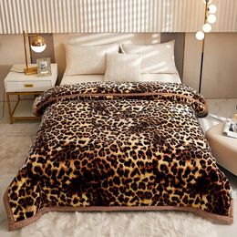 Dekens Nordic Super Zachte Nepbont Deken Luxe huis Decoratieve Winter Warm Pluche Dik Voor Slaapbank Luipaard print quilt 231121