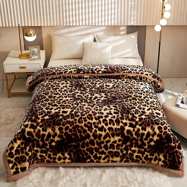 Mantas Nordic Súper suave Manta de piel sintética Hogar de lujo Decorativo Invierno Cálido Felpa gruesa para cama Sofá Estampado de leopardo Edredón 231121
