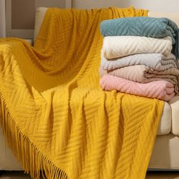 Couvertures Nordique gland tricoté couverture et jeter bureau sieste climatisation couverture canapé couverture doux châle chaud couleur unie lit fin serviette 230320