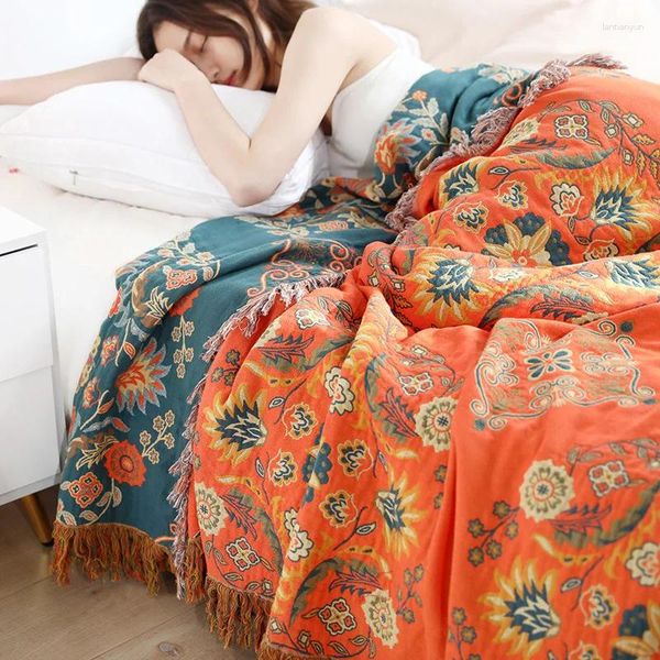 Mantas manta de lanzamiento nórdico para camas algodón de sofá de doble cara cojín suave de ocio