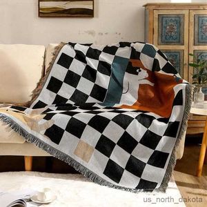 Couvertures Nordic Throw BlanketBrand Blend Damier Canapé Laine Douce Portable Écharpe Châle Tricoté Couverture R230617