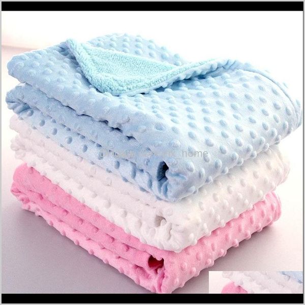 Couvertures Nursery Baby Kids Maternité Drop Delivery 2021 Baby Swaddling Born Thermal Soft Fleece Blanket Solid Literie Set Cotton Quilt 201105