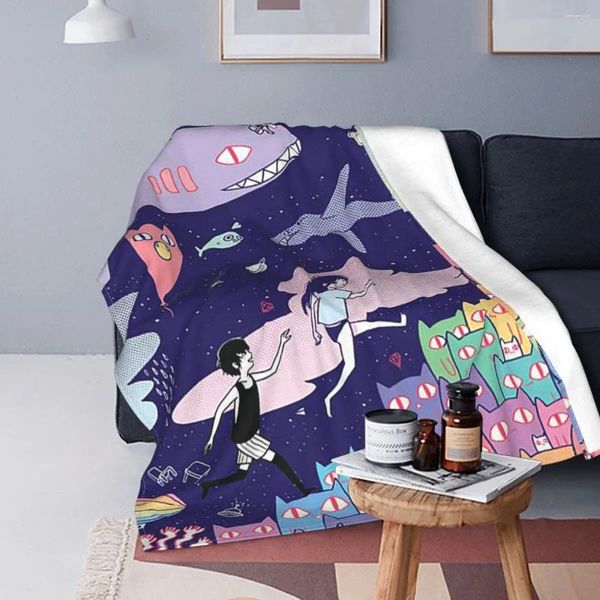 Couvertures Omori Cartoon Flannel Decoration Sunny Basil Aubrey Kel Thin Throw Couverture pour literie