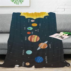 Dekens Buiter Space Cartoon Kinderen Deken Solar System Bed Cover Throw Bedspread Custom Boy Flannel -blad