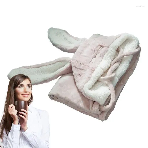 Mantas de gran tamaño sudadera con capucha portátil oreja suave suave al transpirable capa para mujeres regalo de cumpleaños