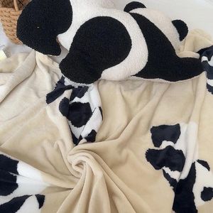 Mantas panda 2-en-1 lanzar almohada sofá lindo terciopelo de farai y combinación de set