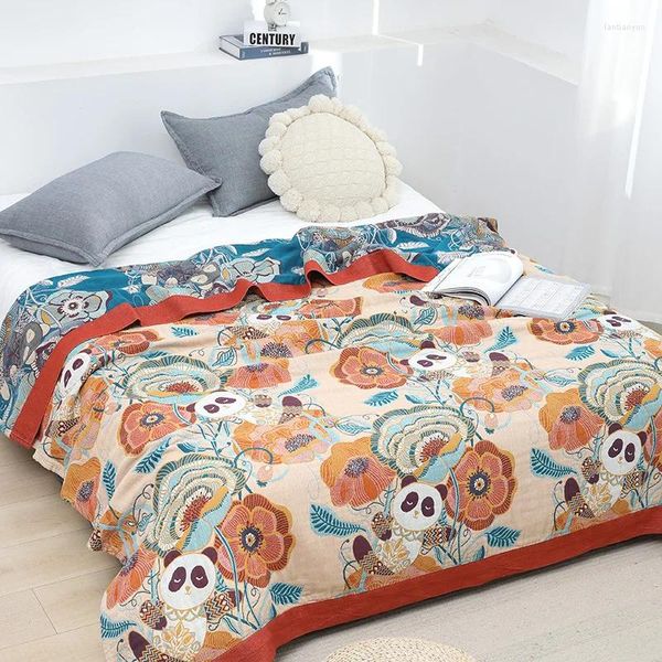 Couvertures Panda Panda Couverture de gaze en coton à plaid multifonctionnel sur le lit mince couchage de couette d'été pour le salon