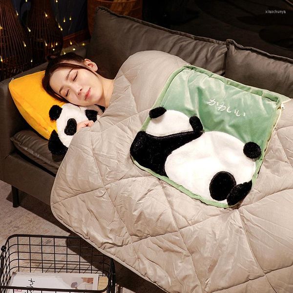 Couvertures Panda Oreiller QuiltSummer Coton Couverture Mince Couette Couettes Couvre-lit De Luxe Lit Blanket150 180 Décor À La Maison