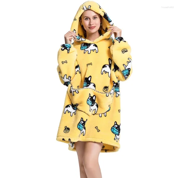 Mantas de tela para padres e hijos, sudadera con capucha de gran tamaño, manta para vestir esponjosa, ropa de dormir de lana de aguacate, TV gigante