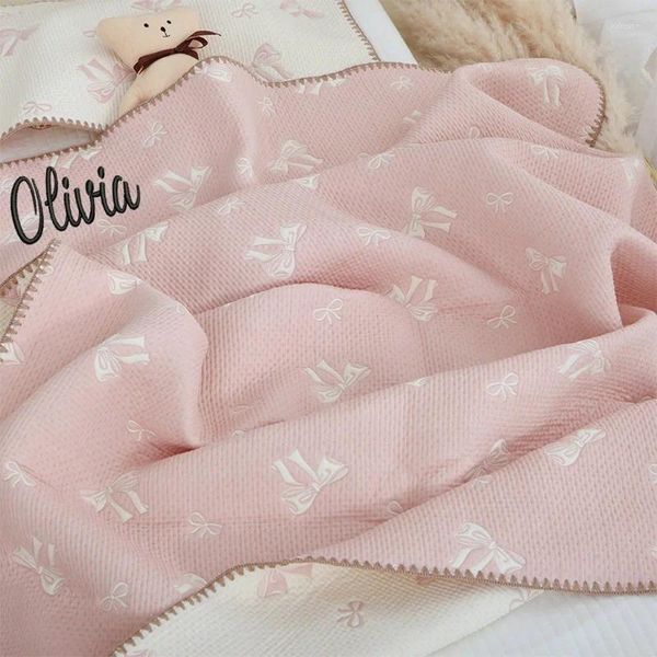 Mantas personalizadas de doble cara de algodón jacquard hecho a mano manta de bebé regalo nacido luna estrella cubierta