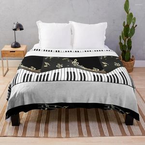 Dekens Pianotoetsen Gooi Deken Multifunctioneel Grappig Cadeau Flanel Stof Harige Decoratieve Bedden