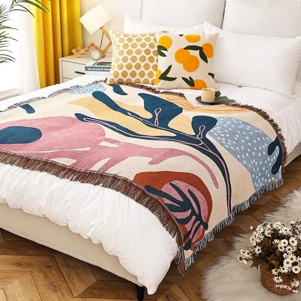 Couvertures de pique-nique, tapis de canapé, nappe anti-poussière, tapisserie murale tricotée en coton, couverture de Camping en plein air