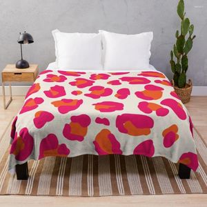 Couvertures à imprimé léopard rose et orange, couverture décorative à carreaux mignons en mouvement