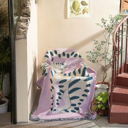Dekens roze kattendekens tapijtdecoratie dekens geweven deken enkele tapijtbank deken gooi dekens 230414