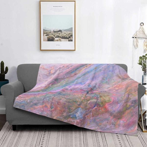 Couvertures rose galaxie pour la maison canapé-lit Camping voiture avion voyage Portable couverture Laurie abstrait acrylique Pastel tablette
