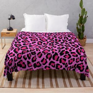 Couvertures à imprimé léopard rose, couverture chaude et douce pour lit