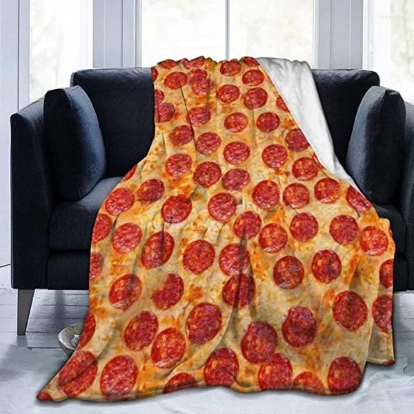 Couvertures pizza poulet jambes de français motif de flanelle jet de caricature caricature biscuit doux confortable gunny canapé chaud décor