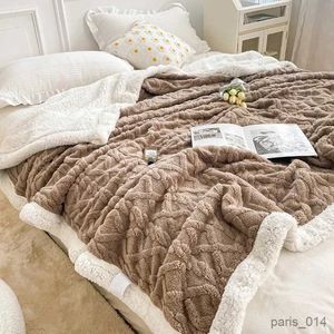 Couvertures à carreaux en laine polaire, couvertures chaudes d'hiver pour adultes et enfants, housse de canapé-lit, couette en peluche, couvre-lit d'hiver pour lits