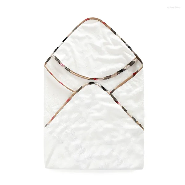 Couvertures à carreaux en coton à capuche, serviette à capuche pour bébé garçon et fille, enveloppe de naissance, peignoir Manta, couverture de photographie