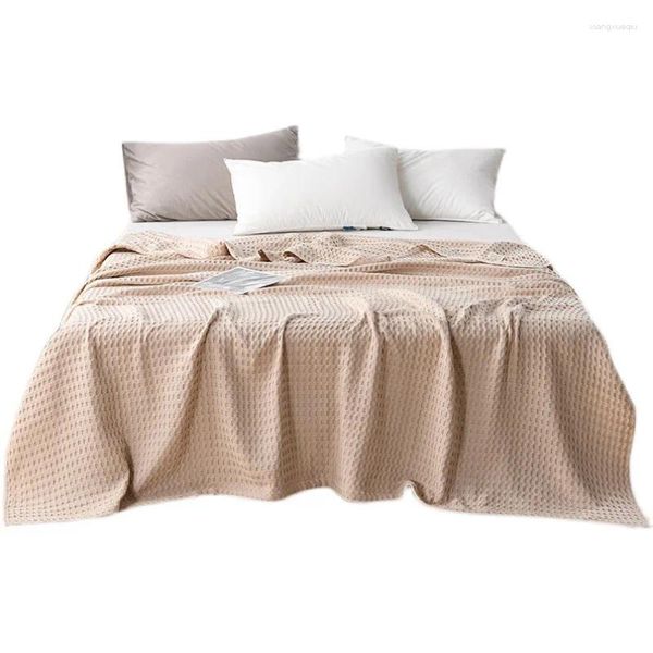 Mantas Premium Plaid Manta Swaddling Algodón Acolchado Spread para toallas de cama Cubierta de sofá en patrón Gaufre Toalla delgada