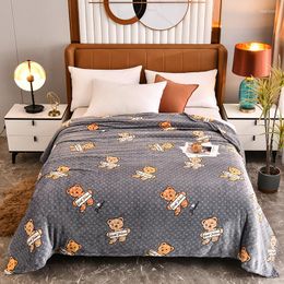 Mantas Manta suave estampada Franela de una sola capa para camas Colchas de lana coralina cálida Ropa de cama para el hogar