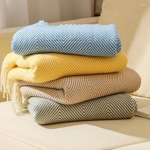 Couvertures professionnelles en tricot à rayures serviette de serviette de courtepointe de courtepointe couvre-lit de lit de bureau d'été sieste de voyage de voyage