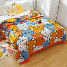 Couvertures coton pur coton gaze caricature adaptée à la peau cassette d'ours à double serviette à double serviette couvre-lit couchandise-libellule