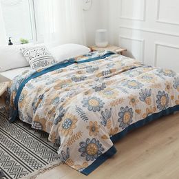 Coperte Puro Cotone Soggiorno Asciugamano Copriletto Da Viaggio Traspirante Chic Grande Coperta Da Tiro Fiore Pisolino Di Alta Qualità Biancheria Da Letto Per La Casa