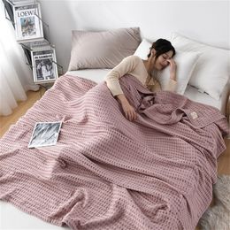 Dekens pure katoenen wafel plaid deken luxe moderne gooi deken gebreide dunne quilt vlakte zachte gezellige bank deksels sprei op het bed 230320