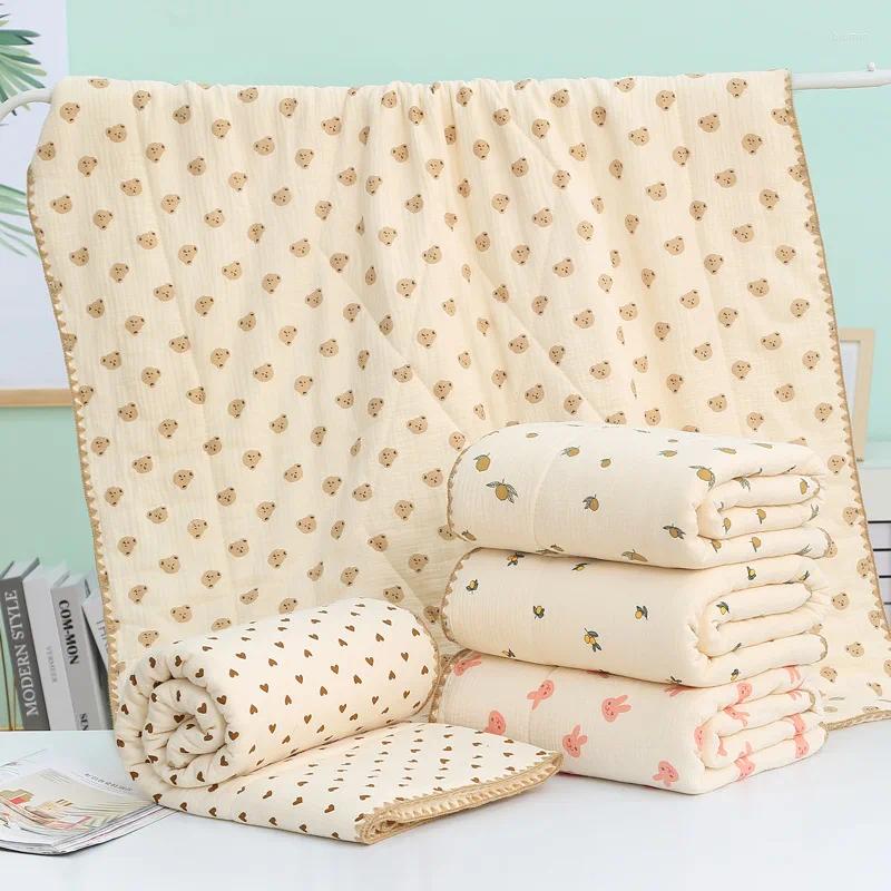Decken, gesteppte Babybettdecke aus Musselin-Baumwolle mit bedrucktem Bären-Born-Tröster für den Sommer, Frühling, Krippendeckenfüller