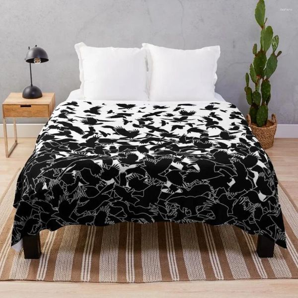 Couvertures corbeau corbeau oiseaux volants abstrait Goth Halloween motif jeter couverture de luxe doux en peluche Plaid couette linge de lit