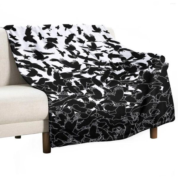 Couvertures Raven Crow Flying Birds Abstract Goth Halloween Motif Couverture pour bébé Luxe Doux