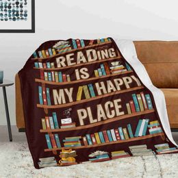 Dekens leesboek liefhebbers geschenken fleece deken boekenkast print flanel gooi deken pluizige zacht lichtgewicht warm voor slaapkamer sprei r230824