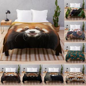 Mantas Manta de panda rojo Fuzzy Flannel Manta ligera súper suave para sofá Silla Sofá Cama acogedora Niños Adultos