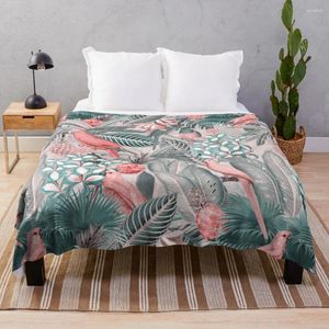 Dekens Redout Tropical Birds Jungle Flowers Patroon Sepia Pink Deken Deken extra groot bed modieus