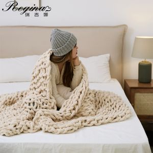 Couvertures REGINA Cosy Chenille Chunky Knit Couverture Jeter Pour Lit Canapé Chambre Salon Décoratif Tapis Tapis Tapis D'été Couette 230802