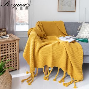 Couvertures REGINA Luxe Tricoté À La Main Couverture Jeter Frignes Chaud Doux Vert Jaune Gris Rose Pondéré Pour Lit Polaire Plaid Jette 230626