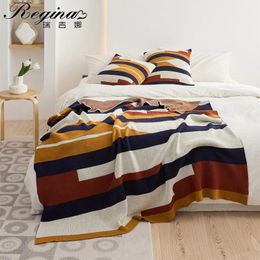 Couvertures REGINA Design moderne Couleur Stripe Plaid Couverture Bohème Ethnique Tribal Super Doux Cosy Chic Coton Lit Canapé Décor Jeter