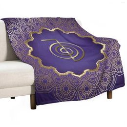Couvertures Reiki Healing Cho Ku Rei Golden Mandala Throw Bed Bed Ands Valentine Idées de cadeaux de Valentin ST