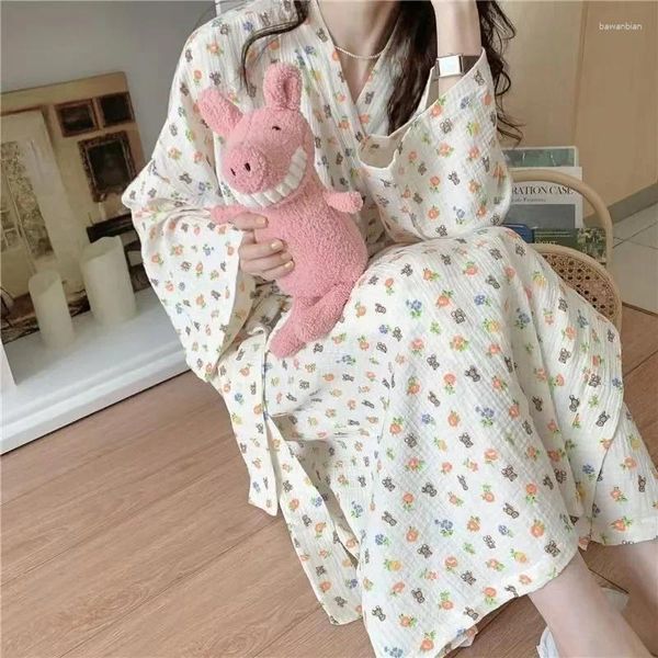 Couvertures robes Femmes Mid-Calf Spring Spring Flowers Flowers Print Sweet Fashion Simple Loose Mabots Vintage Comfort All- Females Couverture