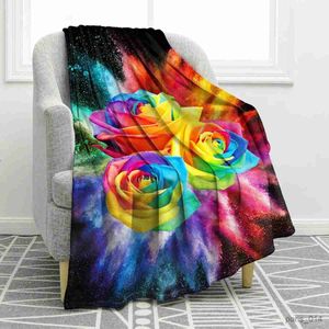 Dekens Roze Bloemen Flanellen Deken Roze Bloemenprint Comfortabele Zachte Warme Dekens voor Fauteuil Bed Kantoor Reizen Kamperen