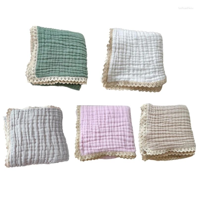 Blankets Safe & Comfortable Born Blanket Cotton Gauze With Delicate Lace Trim Swaddles For Infants Dropship