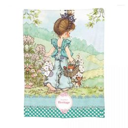 Dekens Sarah Kay Picnic Cartoon Deken Accessoires Gedrukte bloemenmeisje Gezellige super zachte worp voor sofa pluche dunne quilt