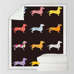 Couvertures couverture de chiens de saucisse pour lit cartouche 3d imprimé lancer sherpa litspread kidding libere flannel home textiles personnaliser