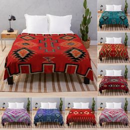 Couvertures Scan of Original Throws Blanket 1890 Retro avec Navajo Saddle Soft Flannel Bed Warm Lightweight Fleece 230719