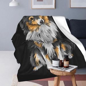 Couvertures Sheltie Dog Couverture Flanelle Multi-fonction Sofa pour le bureau de litière de canapé jette la courtepointe de couches