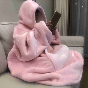 Couvertures Sherpa capuche gigoteuse pour adulte super doux confortable chaud en peluche avec manches TV couverture Wrap Robe à capuche hiver couverture chaude HKD230922