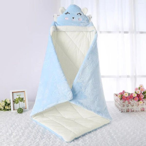 Couvertures simples nés en sortant à capuche chauffée chauffée pour enfants épaissis couvercle couverture couverture couverture garçons filles bébé serviette enveloppe universelle