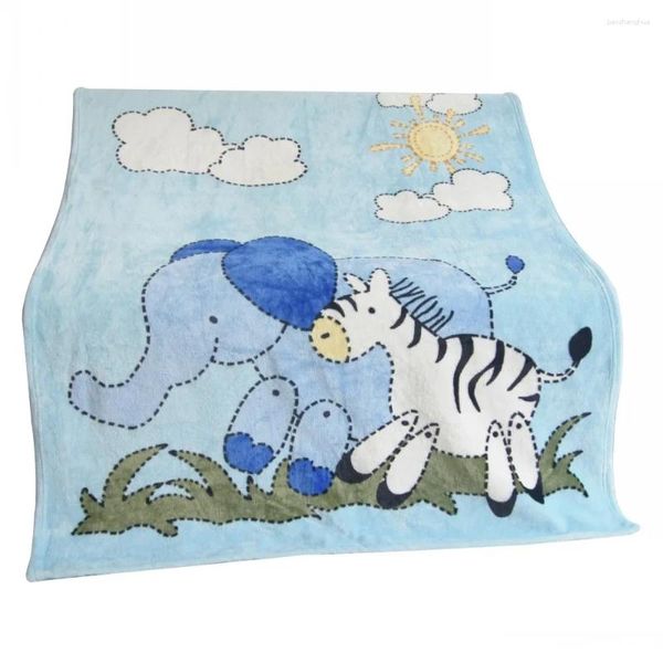 Couvertures Sky Blue Elephant Zebra Couverture Jeter 100x130cm sur canapé/lit/avion couverture climatisation épaisse pour bébé enfants garçons